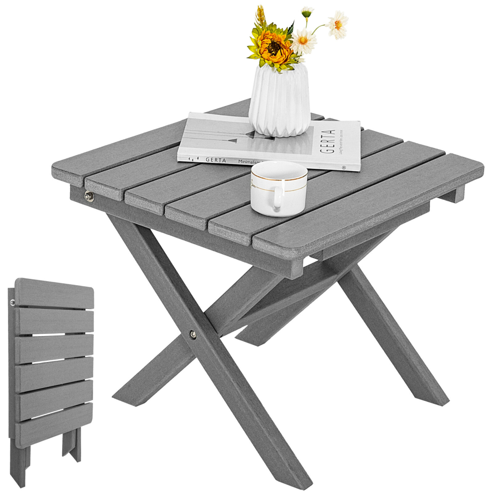 Patio Folding Sidetable Weather-Resistant Adirondack Compact Square End Table