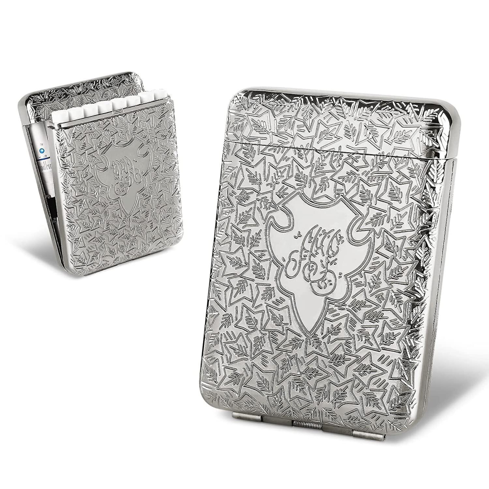 Metal Cigarette Case, Vintage Weed Cigarette Holder, Peaky Blinders Box For 16 King Size 84mm Cigarettes, Unique Birthday Gifts For Women Men (silver)