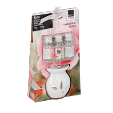 (Rose) 4PC Ceramic Oil Burner Gift Set & 3 Scented