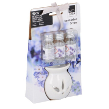 (Lavender) 4PC Ceramic Oil Burner Gift Set & 3 Scented