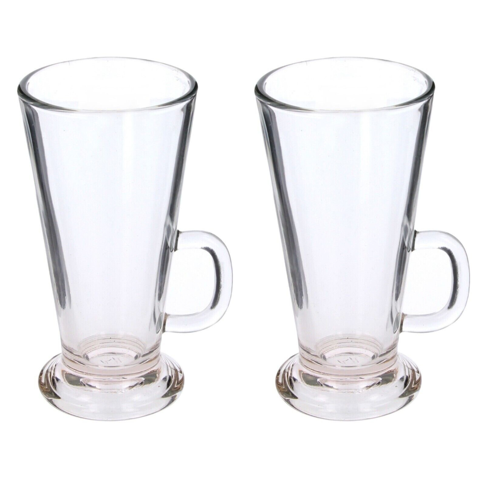 (Tall Latte Glasses Coffee Cappuccino Tea Hot Chocolate Glass Cups Mugs 240ml) Tall Latte Glasses Coffee Cappuccino Tea 240ml