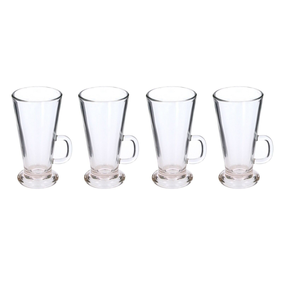 (Tall Latte Glasses Coffee Cappuccino Tea Hot Chocolate Glass Cups Mugs 240ml) Tall Latte Glasses Coffee Cappuccino Tea 240ml