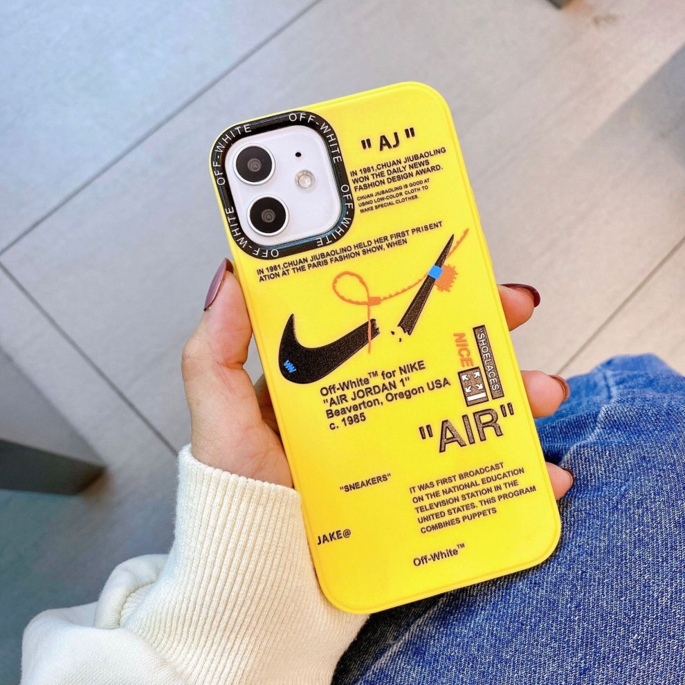 (yellow, iphone 12/12pro) Nike Logo TPU Case For Apple iPhone