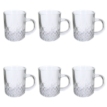 6x Coffee Mugs Clear Glass Latte Tea Cups Cappuccino Hot Drink 240ml