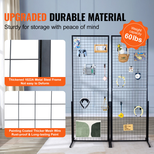 VEVOR VEVOR 2' x 5.6' Grid Wall Panels Tower 2 Packs Wire Gridwall Display Racks 2