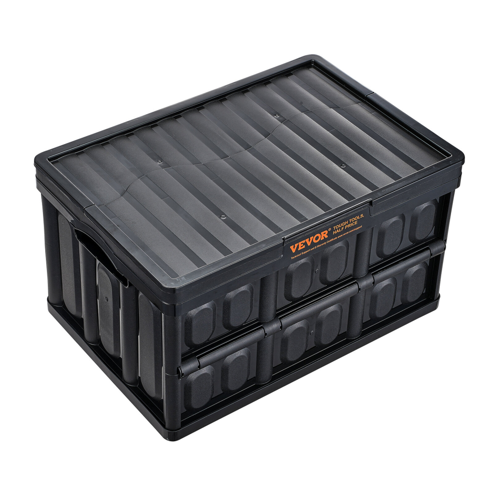 VEVOR Collapsible Storage Bins with Lids Folding Stackable Containers 45L 3-Pack