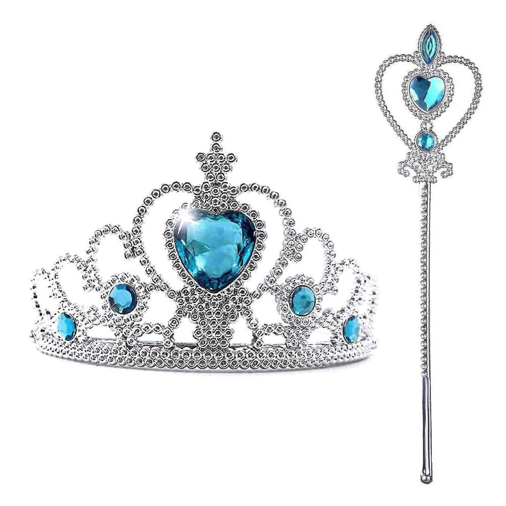 Princess Crown And Wand Set Glitter Princess Accessories For Little Girls