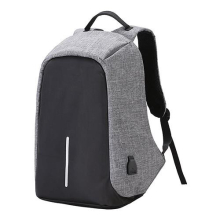 Diebstahlsicherer, leichter Rucksack mit USB-Ladeanschluss, wasserdichte Nylontasche für Männer und Frauen – Grau
