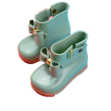 Kids Butterfly Bow Jelly Color Rainshoes Anti-Slip Rain Boots, Size:Inner Length 14.5cm(Cyan)