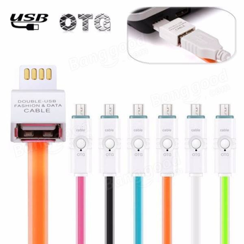2 in1 Doppel USB Micro USB Kabel Sync Daten Ladekabel für Tablet Handy 2