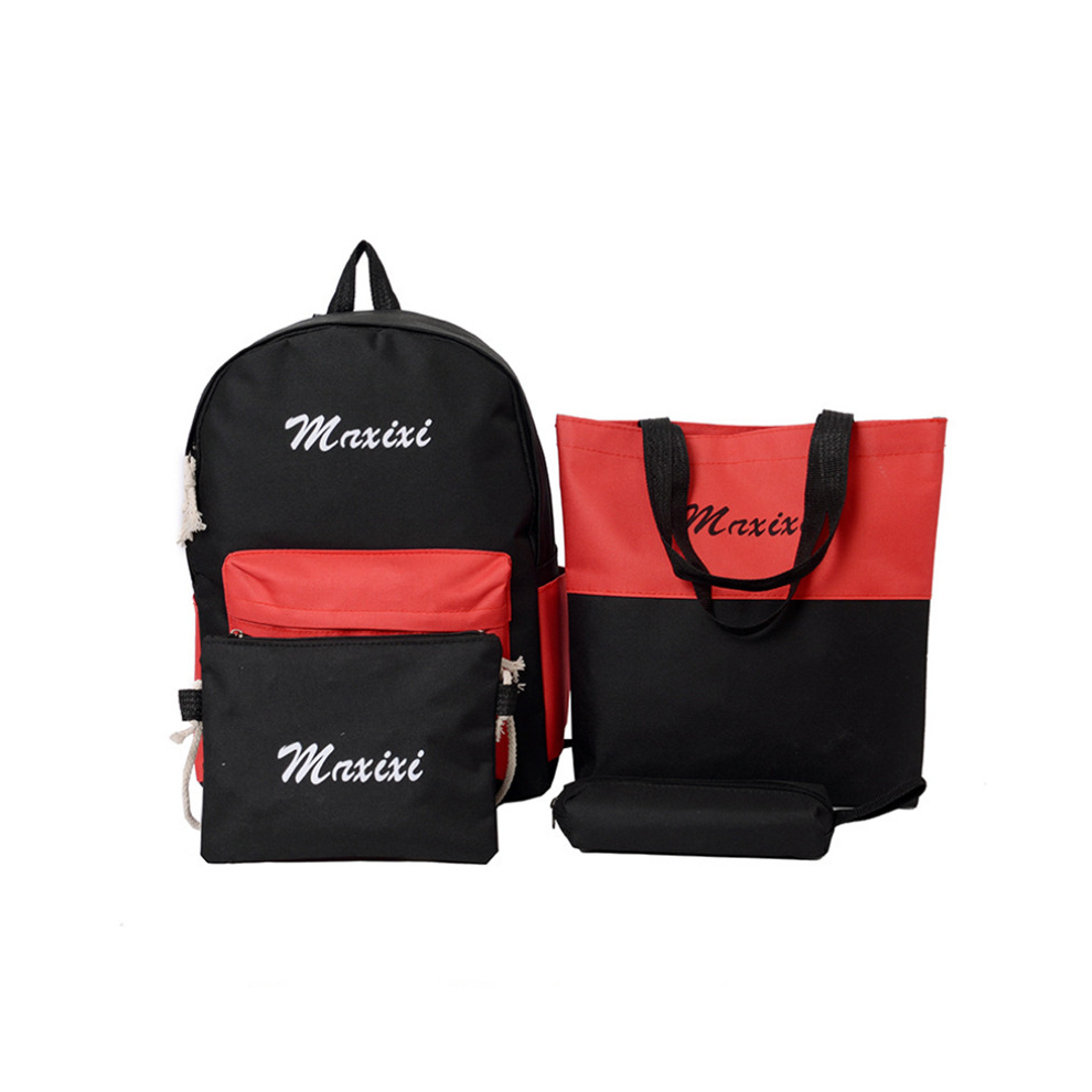 Mochila De Nailon De 4 Piezas, Bolso De Hombro, Estuche Para LáPices, Bolso Cruzado Impermeable, Material De PapeleríA Escolar Para Estudiantes.-image