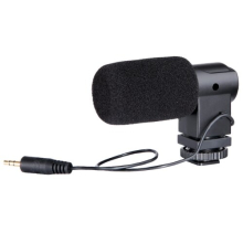 BY-V01 Stereo X/Y Condenser Microphone with Integrated Shock Mount Cold-shoe Mount & Windshield for Smartphones, DSLR Cameras and Video Cameras(Black)