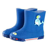 Children Non-Slip Plus Velvet Warm Cartoon Short Rain Boots, Size:Inner Length 17cm, Style:Without Cotton Cover(Dark Blue)