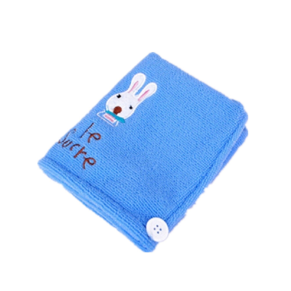 Keshen Blue 6Pcs Cute Cartoon Rabbit Thick Microfiber Absorbent Dry Hair Cap(Blue)