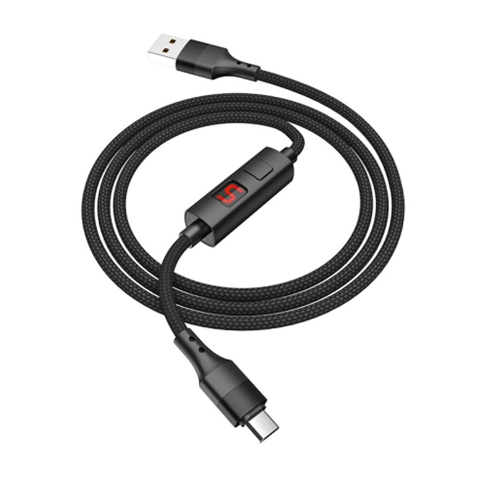 S13 1.2M 2.4A Usb To Micro Usb Central Control Timing Charging Data Cable(Black) Black 8881471527935
