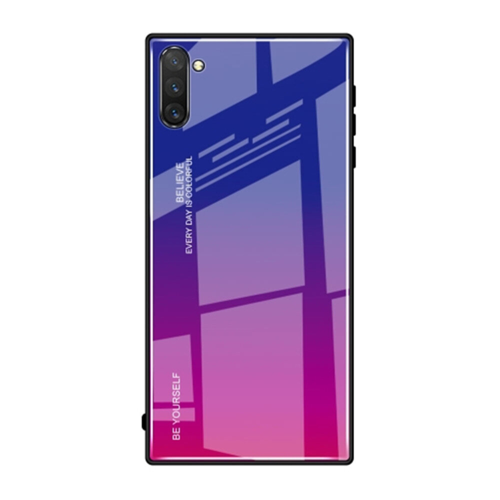 2Pcs Gradient Color Glass Case For Galaxy Note10+(Red ) Blue 8881471521179
