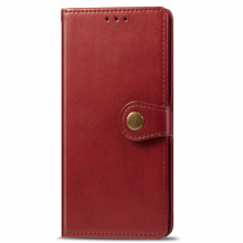 For Galaxy A51 Retro Solid Color Leather Buckle Mobile Phone Protection Leather Case with Photo Frame & Card Slot & Wallet & Bracket Function(Red)