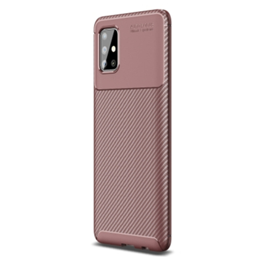 2 Pcs For Galaxy A71 Carbon Fiber Texture Shockproof Tpu Case(Brown) Brown 8881471518360