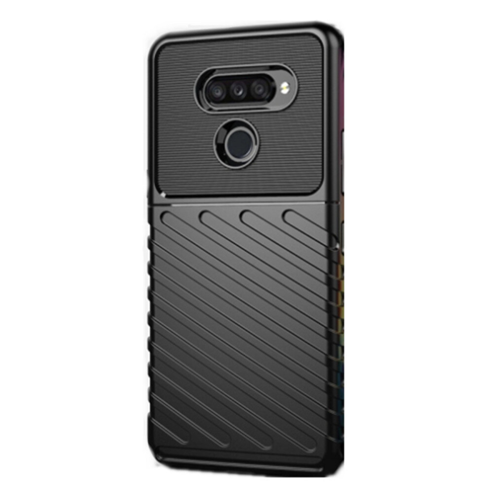 2Pc For Lg K50s Thunderbolt Shockproof Tpu Soft Case(Black) Black 8881471521018