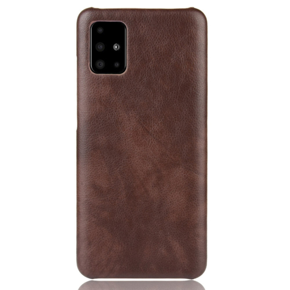 2 Pcs For Galaxy A51 Shockproof Litchi Texture Pc + Pu Case(Brown) Brown 8881471522145
