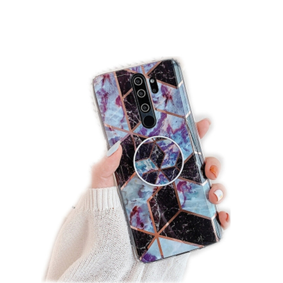 For Xiaomi Redmi Note 8 Pro Plating Colorful Geometric Pattern Mosaic Marble Tpu Mobile Phone Case With Folding Bracket 8881471522190