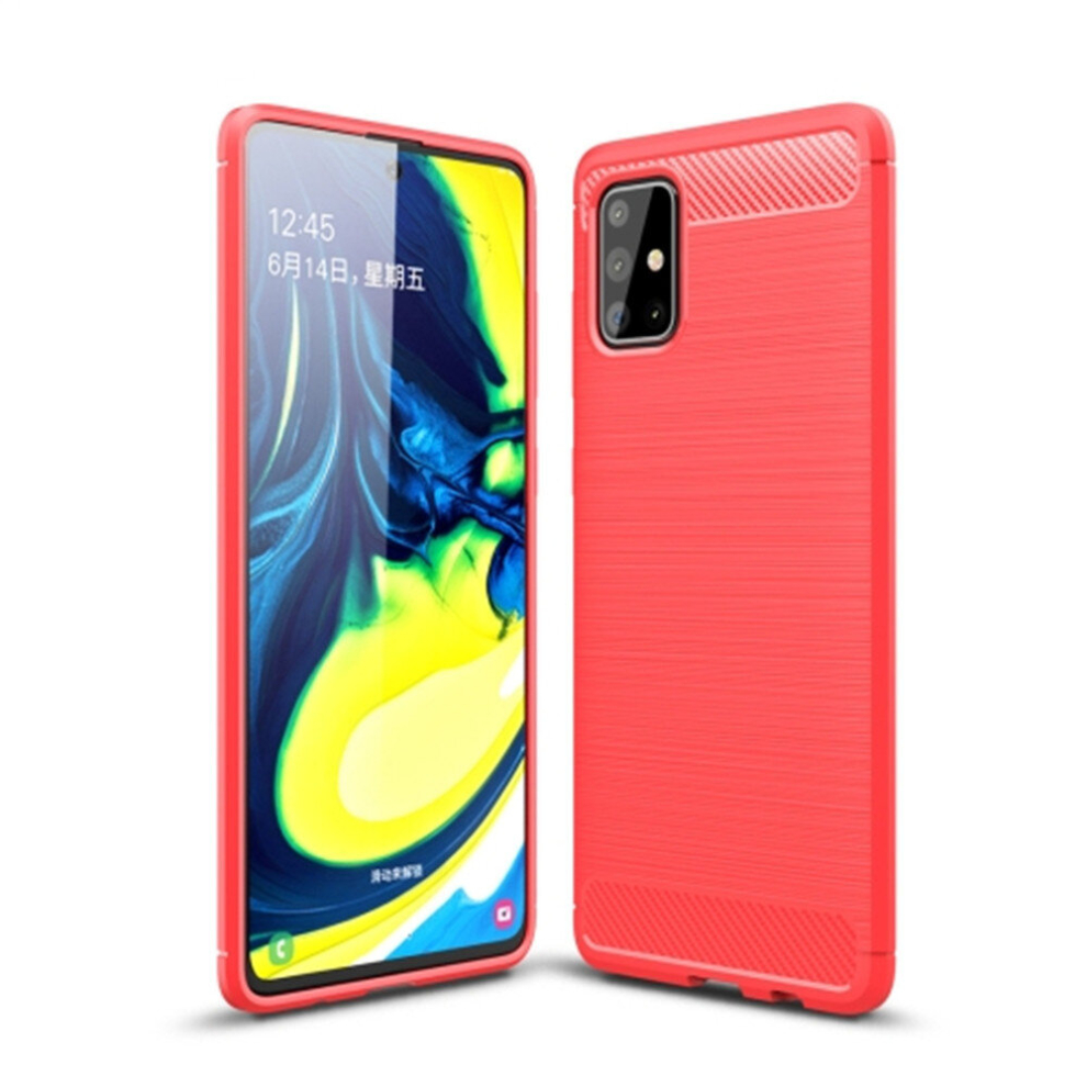 2 Pcs For Galaxy A71 Brushed Texture Carbon Fiber Tpu Case(Red) Red 8881471521025