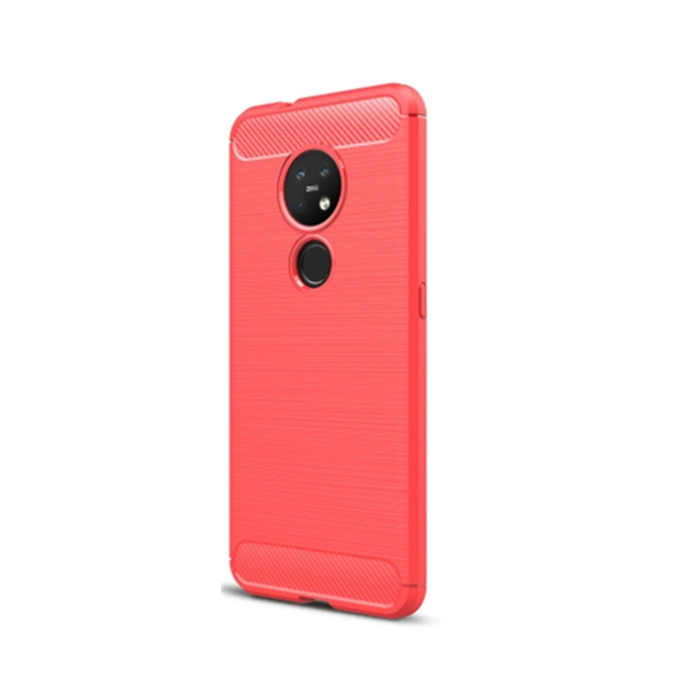 2 Pcs For Nokia 7.2 & 6.2 Brushed Texture Carbon Fiber Tpu Protective Case(Red) Red 8881471518384