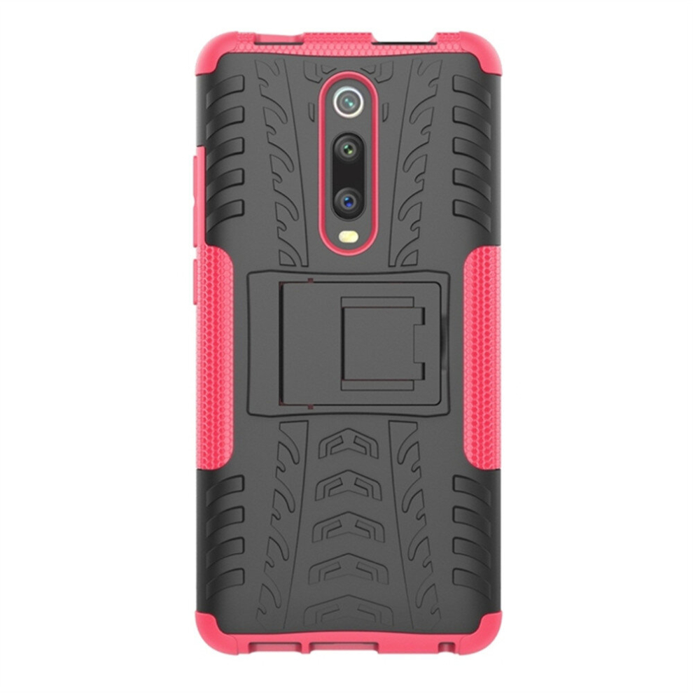 Tire Texture Tpu+Pc Shockproof Protective Case With Holder For Xiaomi Mi 9T / 9T Pro / Redmi K20 / K20 Pro(Pink) Pink 8881471518216