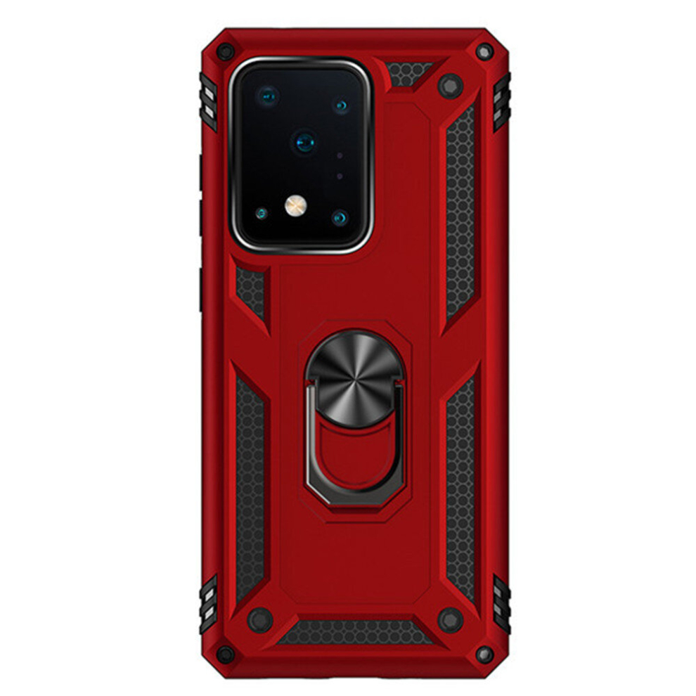 2Pc For Galaxy S10+ Shockproof Tpu + Pc Protective Case With 360 Degree Rotating Holder(Red) Red 8881471517554