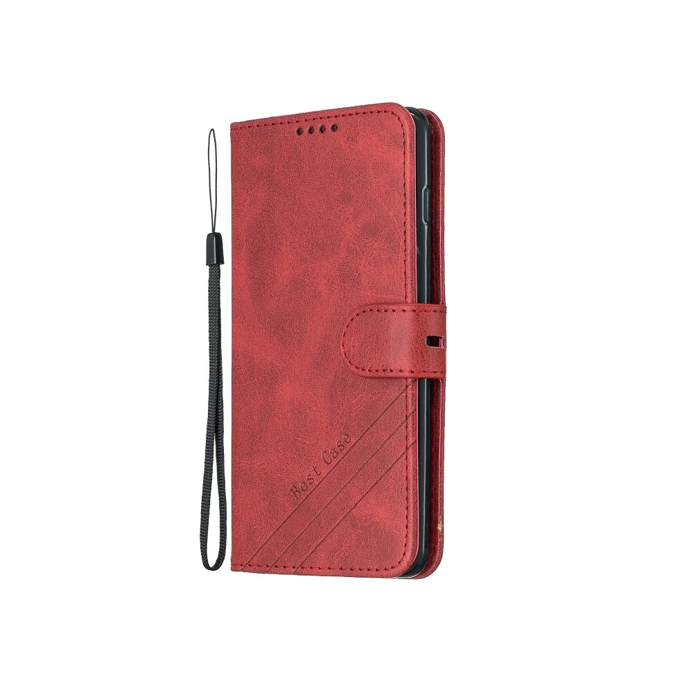 For Galaxy S10 Matching Color Frosted Texture Horizontal Flip Pu Leather Case With Holder & Card Slots & Lanyard(Red) Red 8881471522138