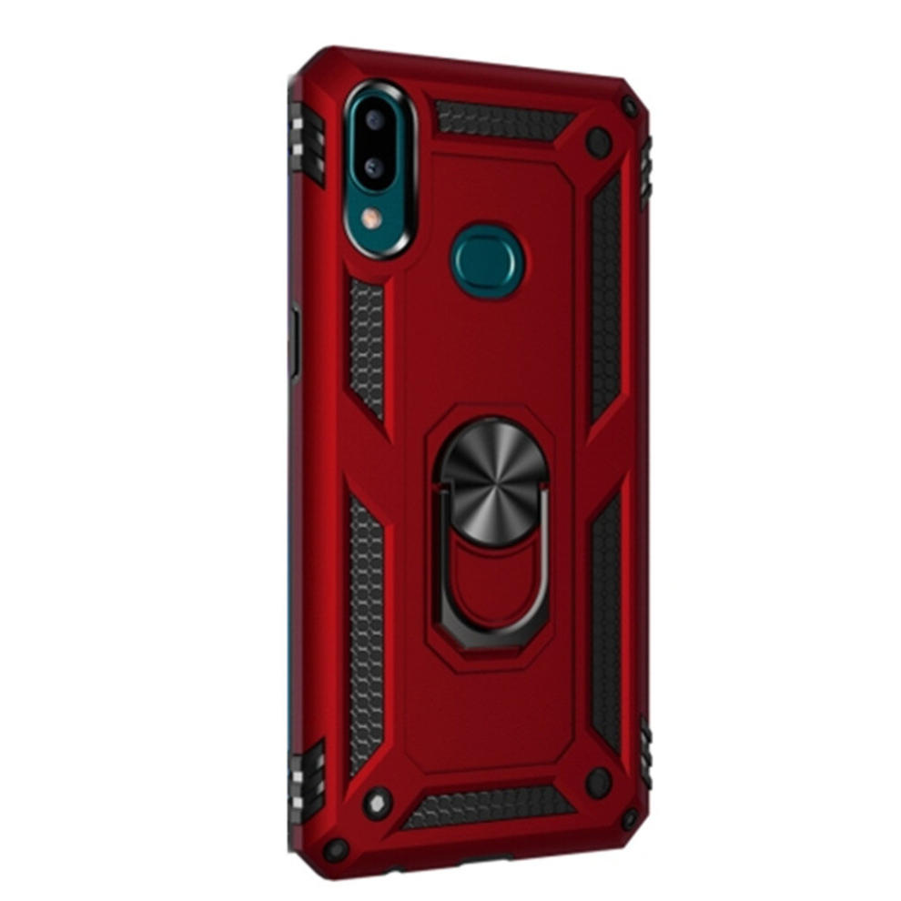 2Pc For Galaxy A10s Armor Shockproof Tpu + Pc Protective Case With 360 Degree Rotation Holder((Red) Red 8881471520554