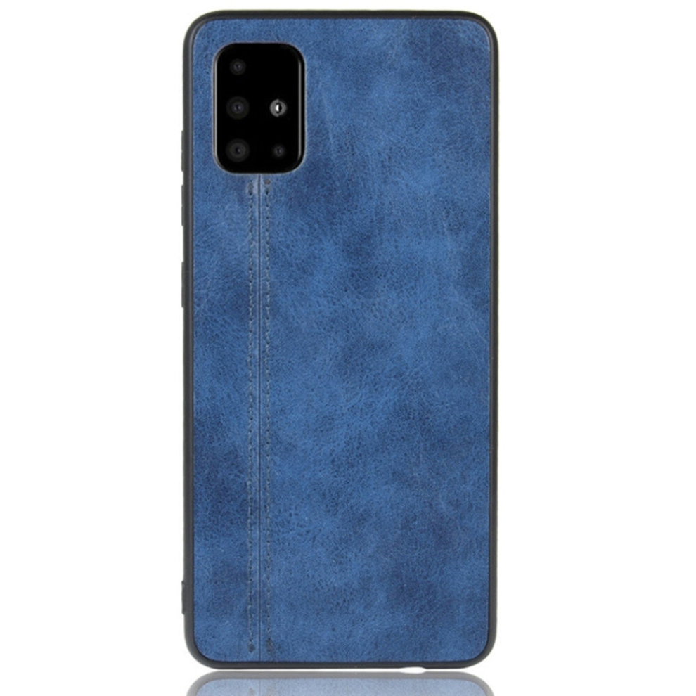 2Pcs For Galaxy A51 Shockproof Sewing Cow Pattern Skin Pc + Pu + Tpu Case(Blue) Blue 8881471519398