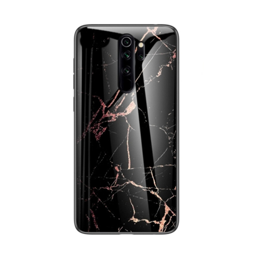 For Xiaomi Redmi Note 8 Pro Marble Glass Protective Case(Black ) Gold 8881471519589