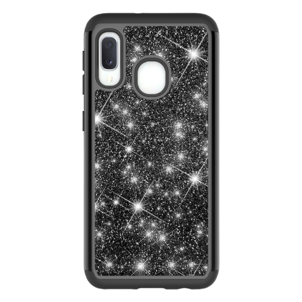 Glitter Powder Contrast Skin Shockproof Silicone + Pc Protective Case For Galaxy A20e / A10e (Black) Black 8881471521377