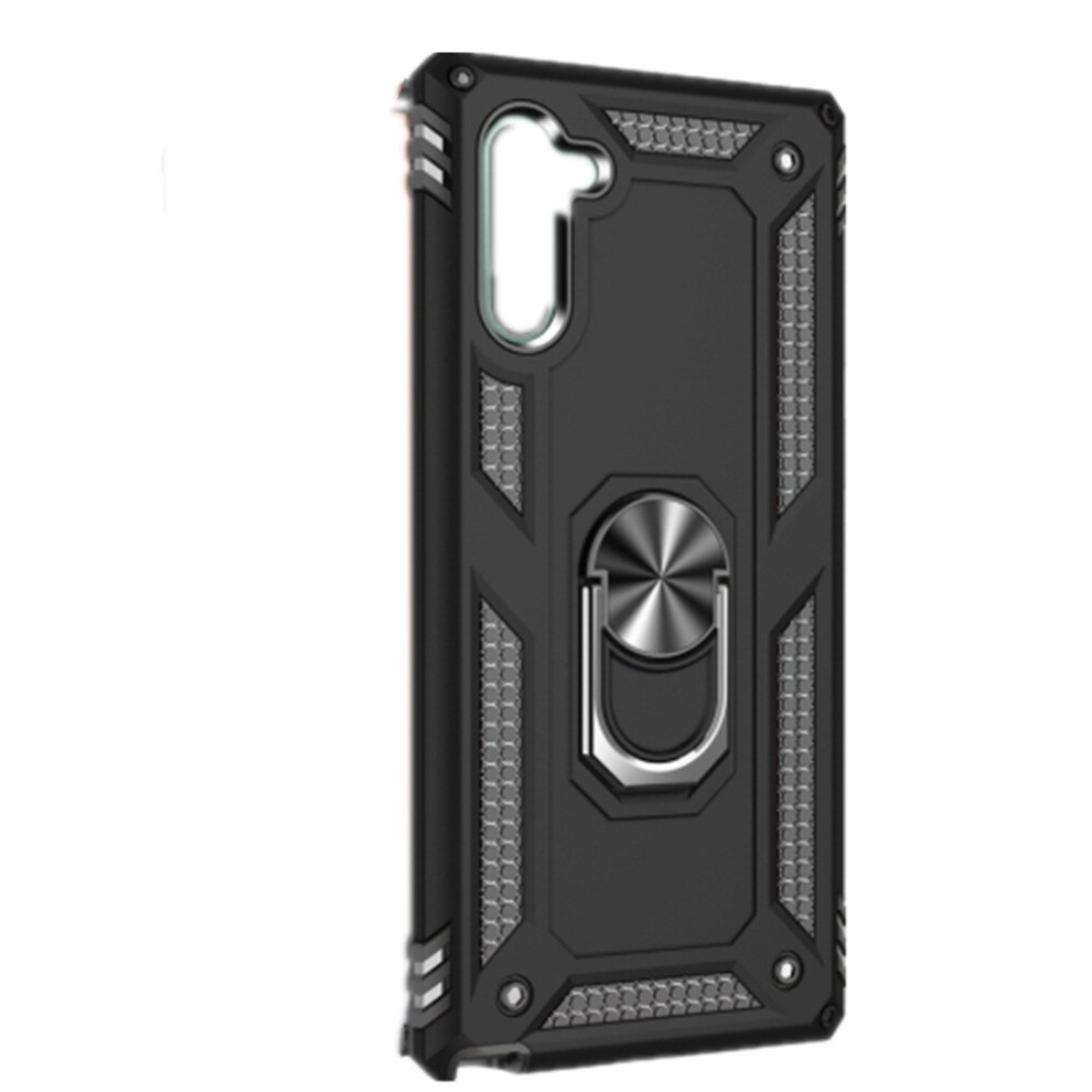 2Pcs Armor Shockproof Tpu + Pc Protective Case For Galaxy Note10 / Note10 5G, With 360 Degree Rotation Holder(Black) Black 8881471520417