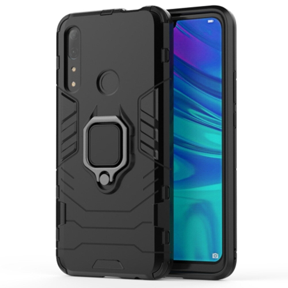 2Pcs Pc + Tpu Shockproof Protective Case For Huawei P Smart Z / Y9 Prime (2019), With Magnetic Ring Holder (Black) Black 8881471519527