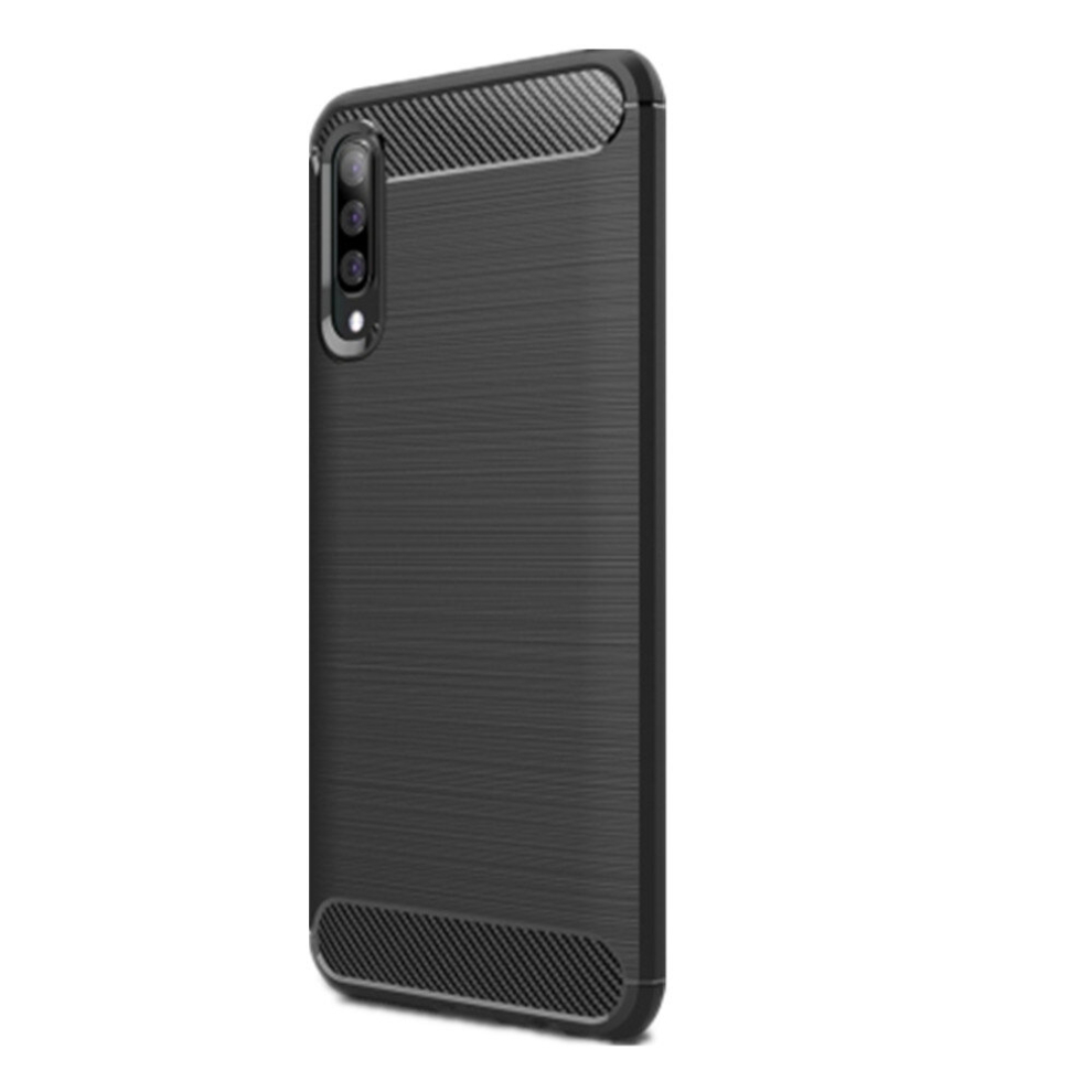 2Pcs Brushed Texture Carbon Fiber Tpu Case For Galaxy A70 (Black) Black 8881471519534