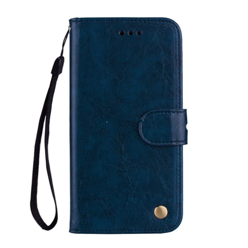 Business Style Oil Wax Texture Horizontal Flip Leather Case For Galaxy A70, With Holder & Card Slots & Wallet (Blue) Blue 8881471520653