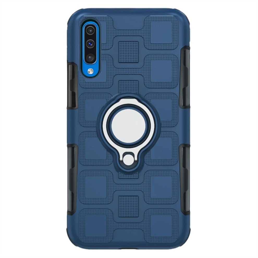 For Galaxy A70 2 In 1 Cube Pc + Tpu Protective Case With 360 Degrees Rotate Ring Holder Silver 8881471520639