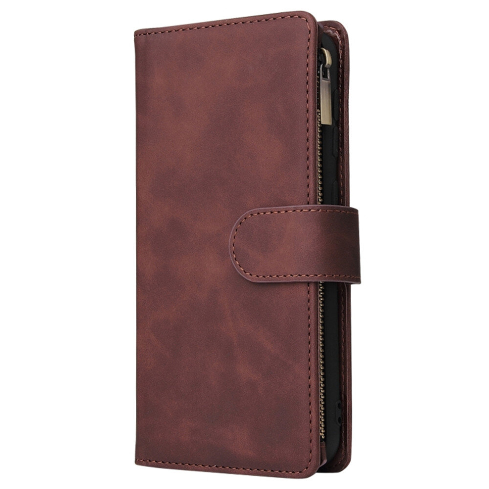 For Galaxy A10 Multifunctional Retro Frosted Horizontal Flip Leather Case With Card Slot & Holder & Zipper Wallet & Photo Frame & Lanyard(Coffee) 8881471521506