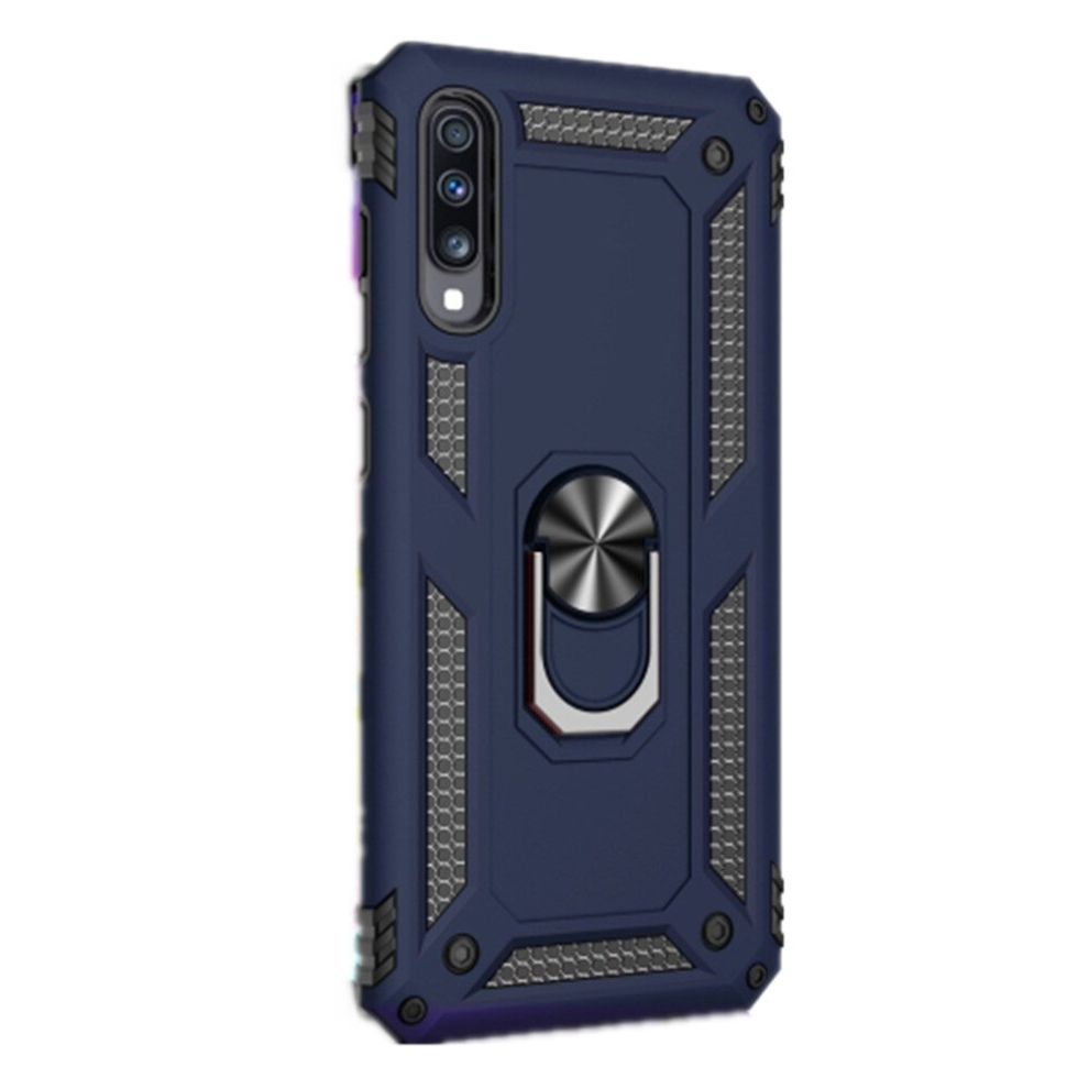 2Pcs Armor Shockproof Tpu + Pc Protective Case For Galaxy A70, With 360 Degree Rotation Holder (Blue) Blue 8881471521681