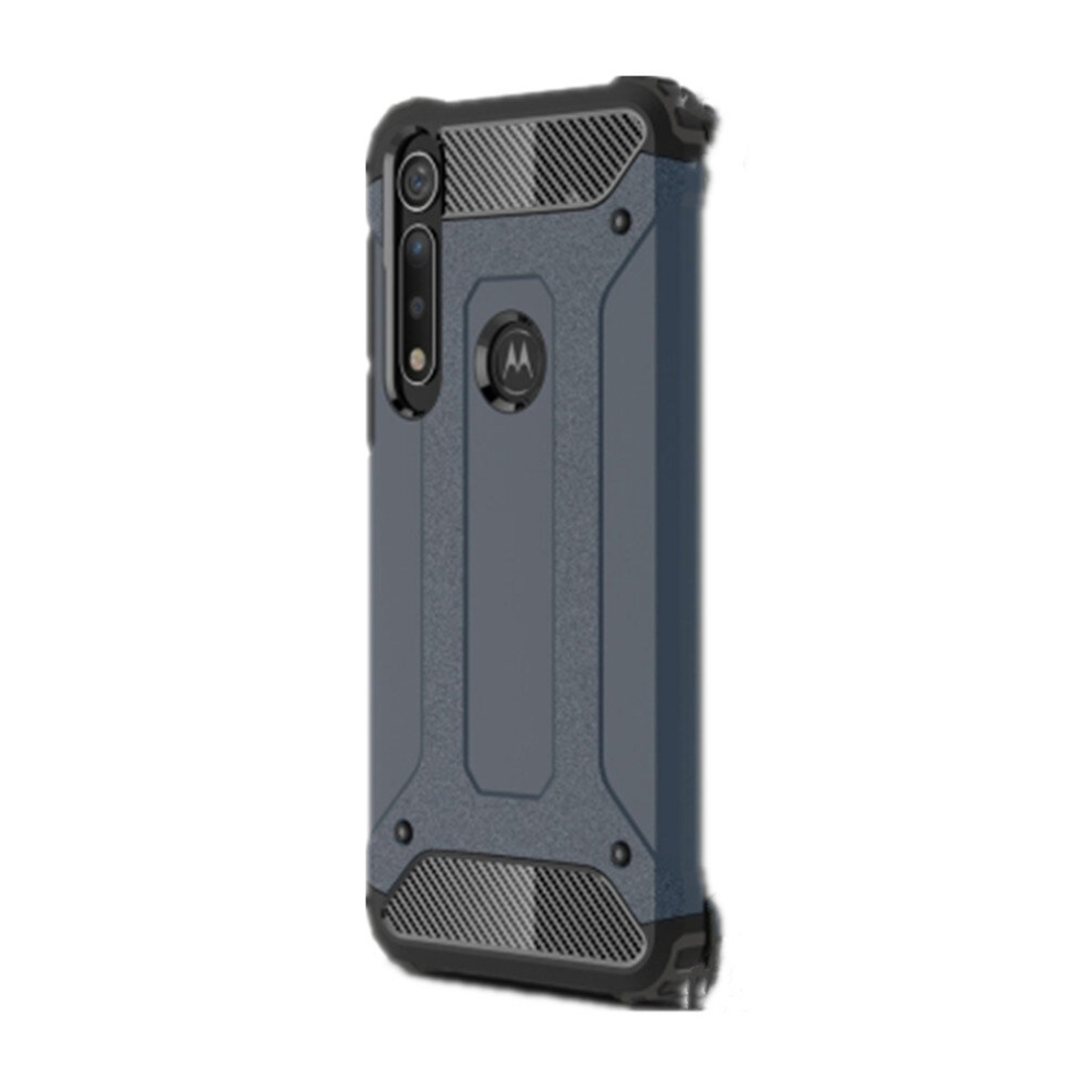 2 Pcs For Moto G8 Plus Tpu + Pc Combination Case(Navy ) Blue 8881471517837