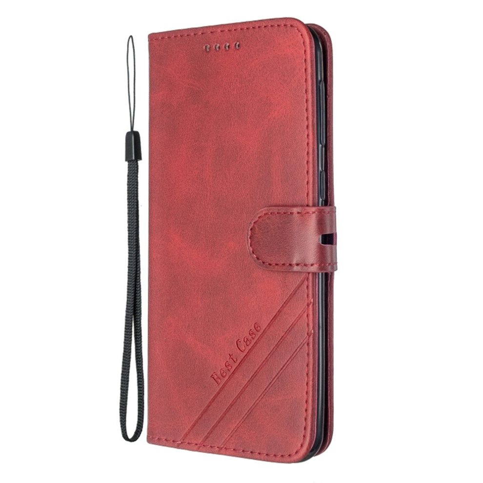 2Pc For Galaxy M30s Stitching Style 2-Color Cow Texture Horizontal Flip Pu Leather Case With Holder & Card Slot & Lanyard(Red) Red 8881471521476