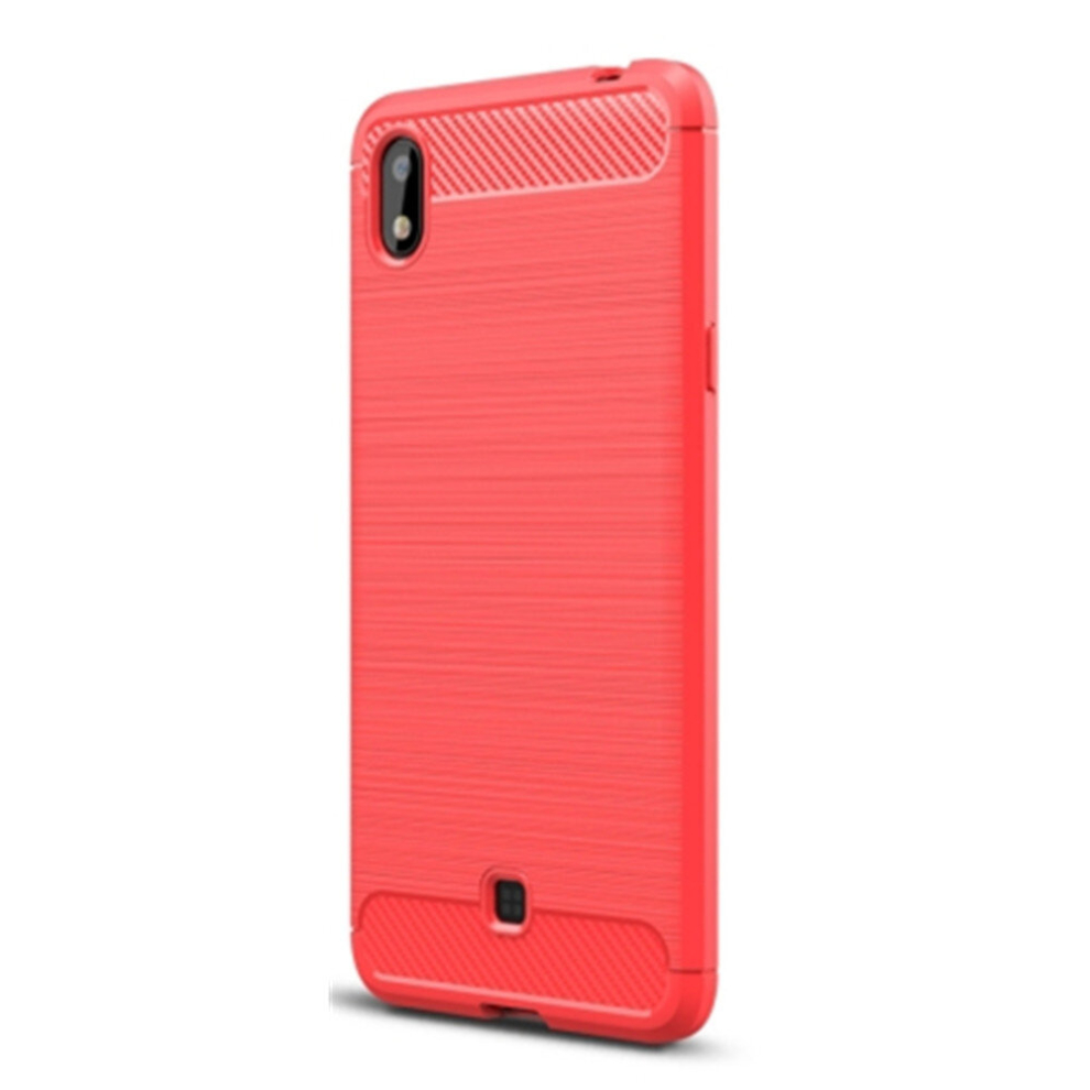 2Pcs For Lg K20?2019?Brushed Texture Carbon Fiber Tpu Case(Red) Red 8881471517905