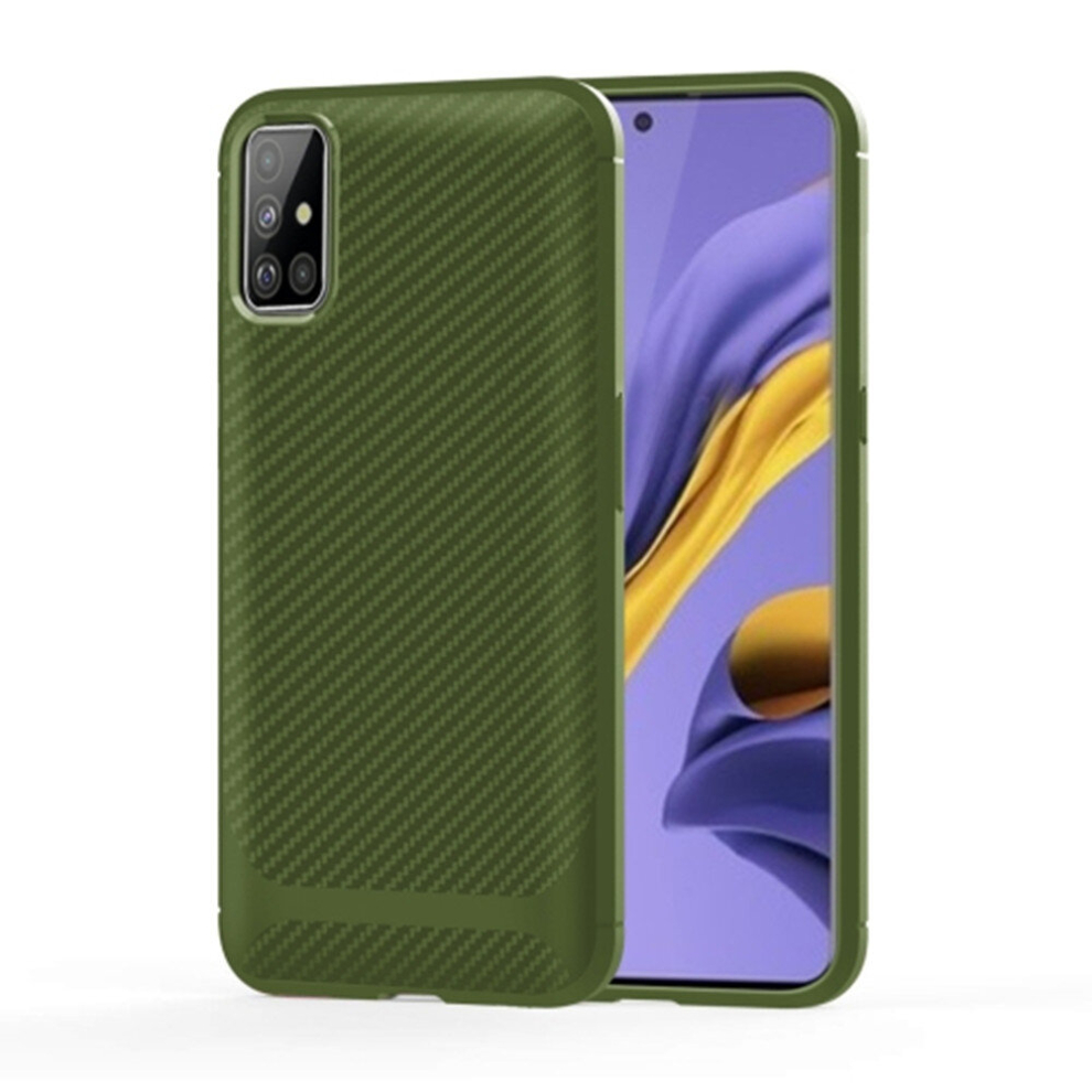 4 Pcs For Galaxy A71 Carbon Fiber Texture Shockproof Tpu Protective Case(Green) Green 8881471517134