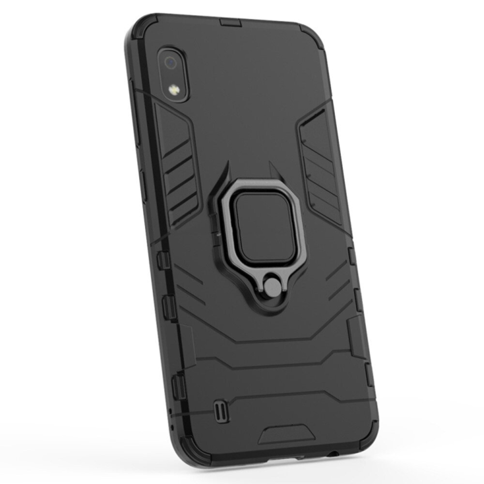 Pc + Tpu Shockproof Protective Case For Galaxy A10, With Magnetic Ring Holder (Black) Black 8881471520783