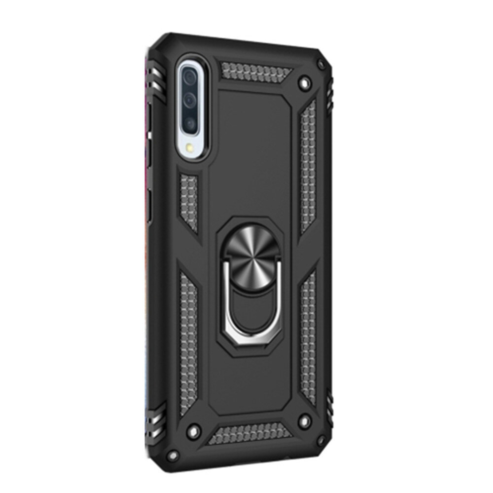 2Pc Armor Shockproof Tpu + Pc Protective Case For Galaxy A50, With 360 Degree Rotation Holder (Black) Black 8881471520646