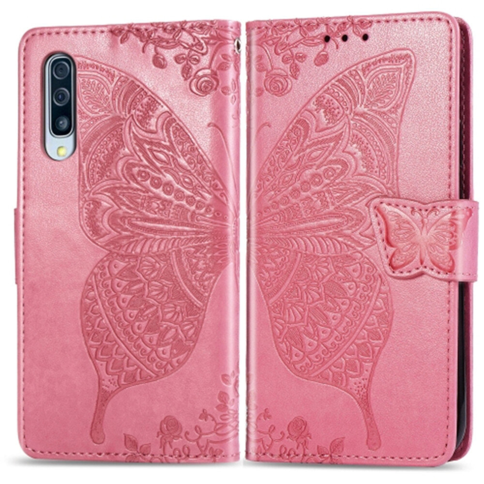 Butterfly Love Flowers Embossing Horizontal Flip Leather Case For Galaxy A50, With Holder & Card Slots & Wallet & Lanyard (Pink) Pink 8881471520424