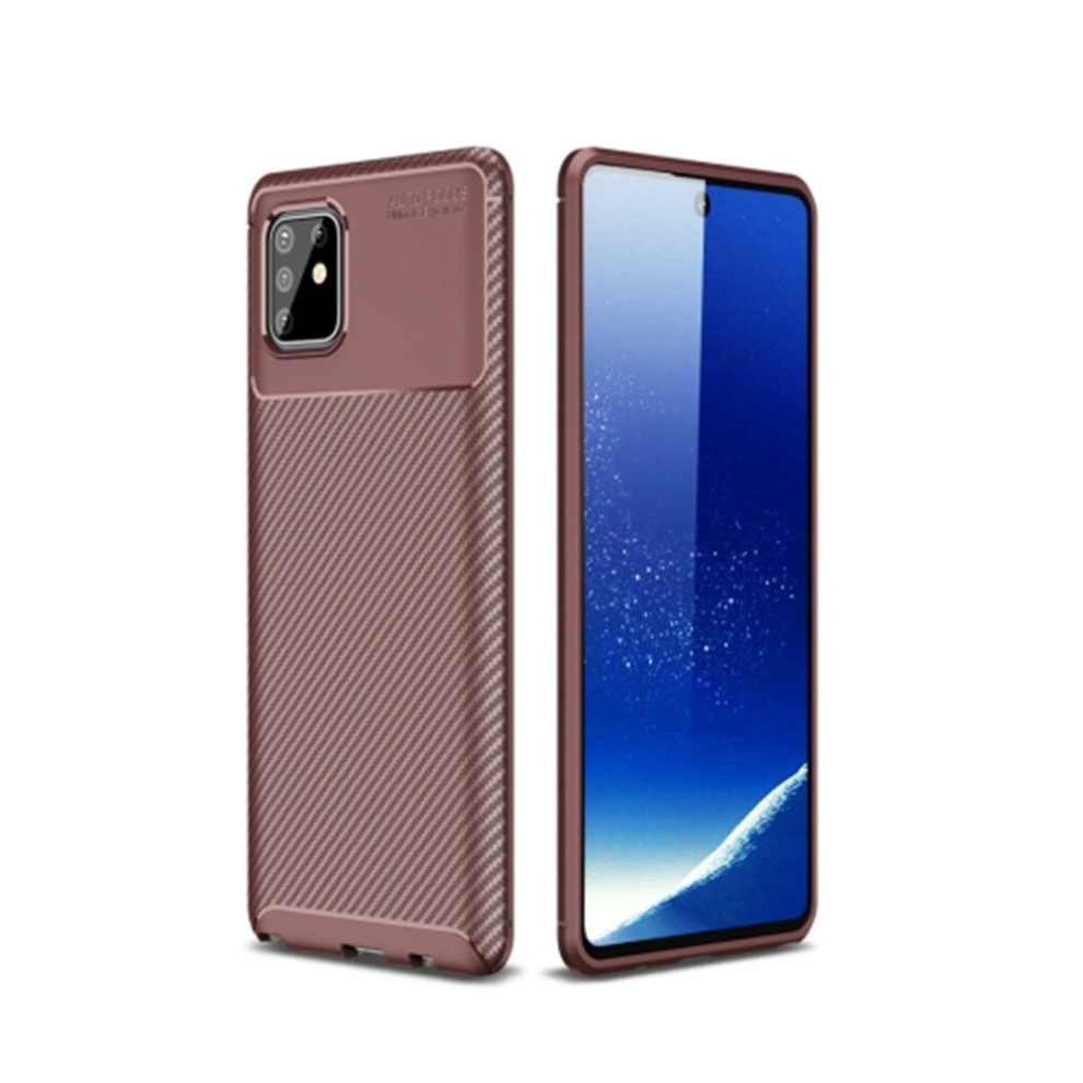 2Pcs For Galaxy A81 / M60s Carbon Fiber Texture Shockproof Tpu Case(Brown) Brown 8881471520820