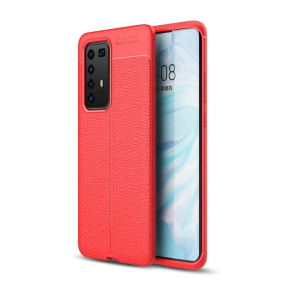 For Huawei P40 Pro Litchi Texture Tpu Shockproof Case(Red) Red 8881471517530